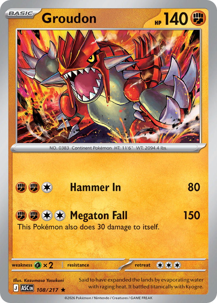 Groudon – 108/217 Ascended Heroes Pokemon Trading Card