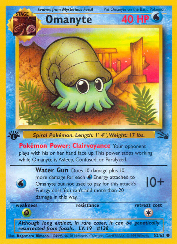 Omanyte - Fossil Pokemon Trading Card