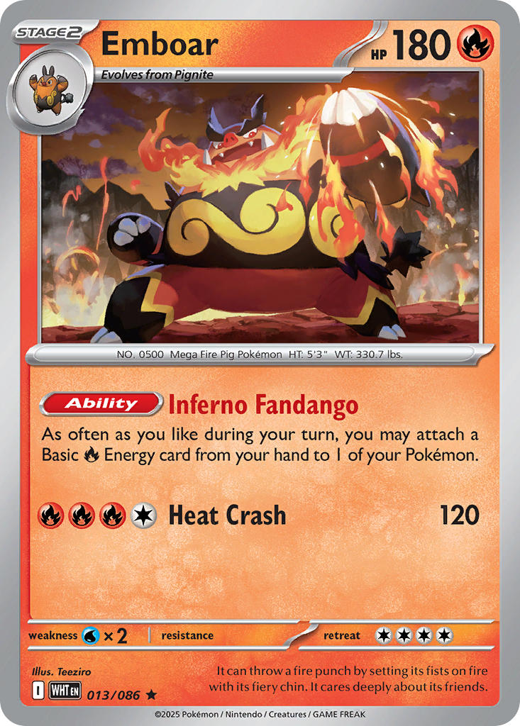 Emboar – 013/086 White Flare Pokemon Trading Card