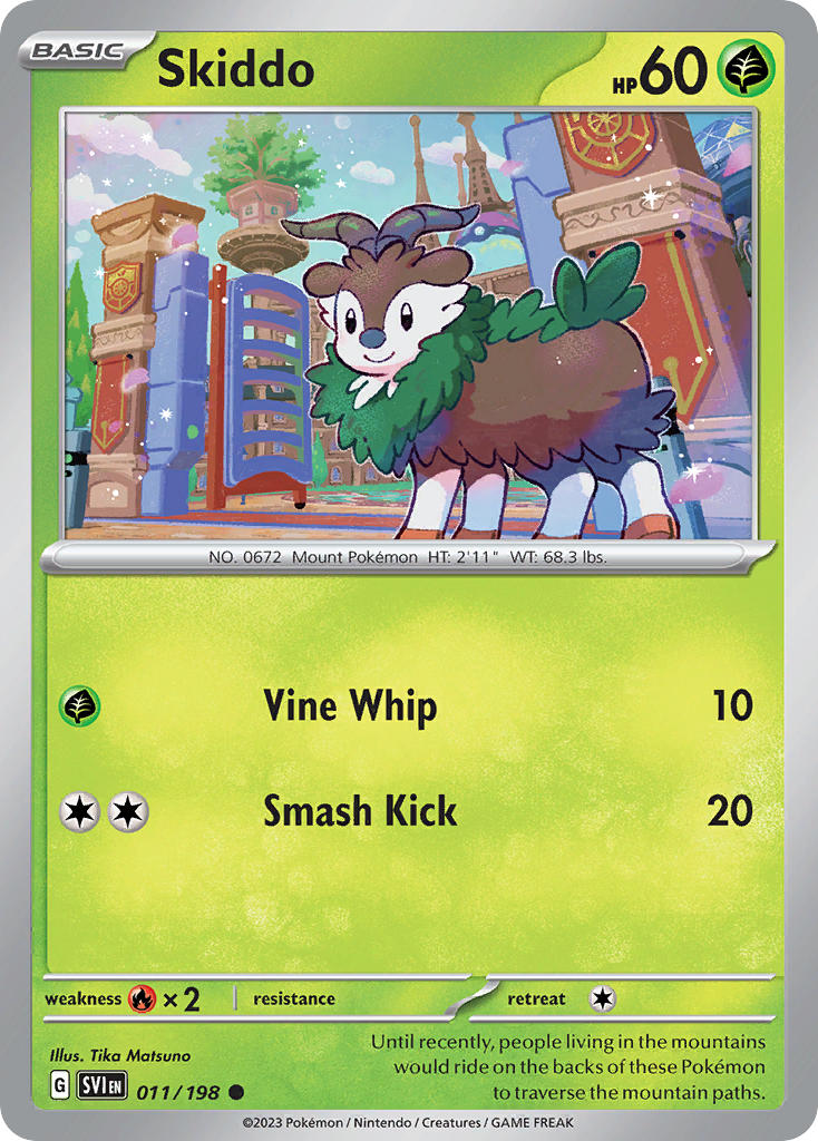 Skiddo Reverse Holo – 011/198 Scarlet & Violet Pokemon Trading Card