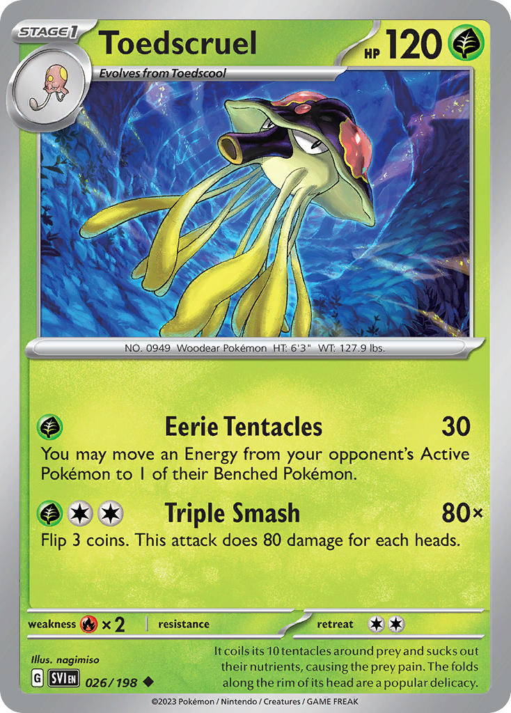Toedscruel Reverse Holo – 026/198 Scarlet & Violet Pokemon Trading Card
