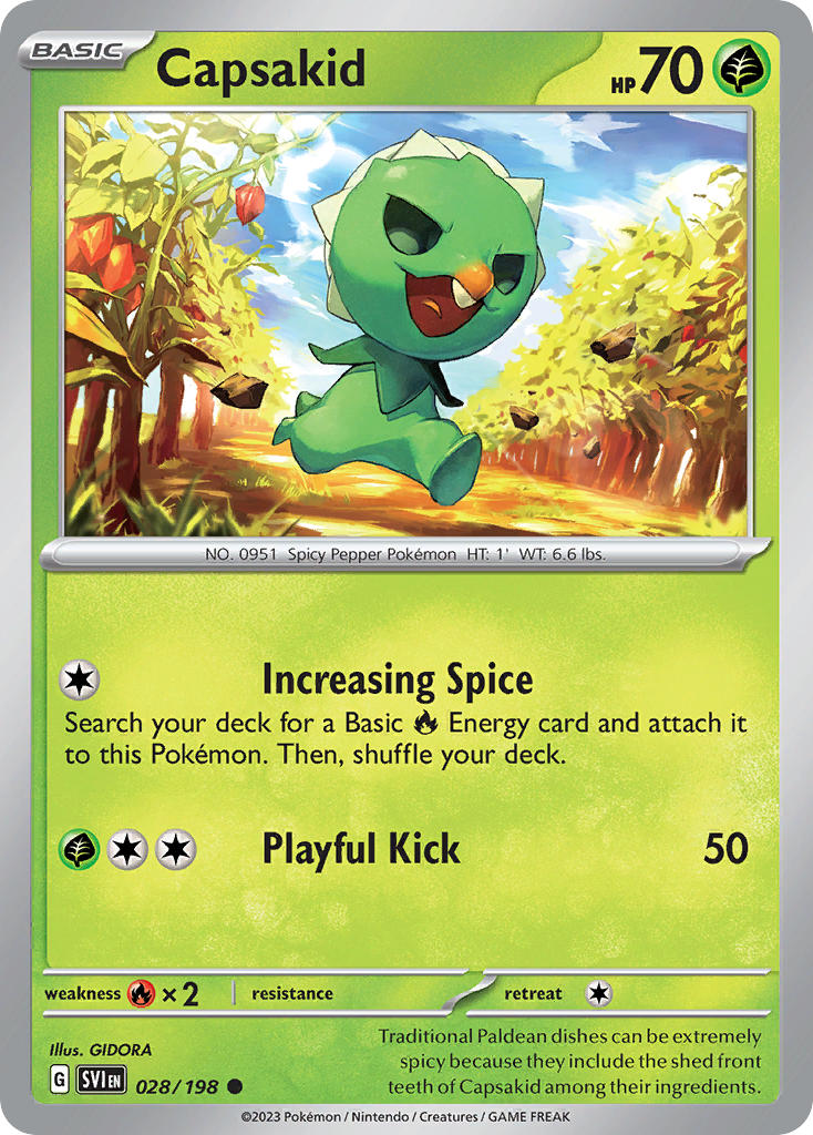 Capsakid Reverse Holo – 028/198 Scarlet & Violet Pokemon Trading Card