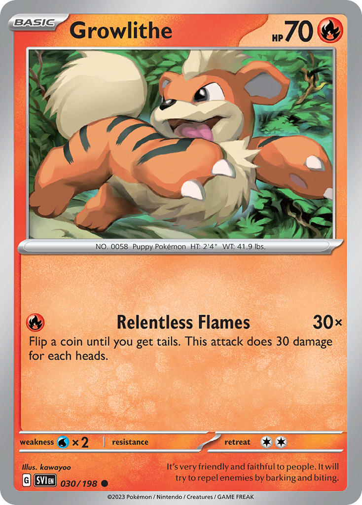 Growlithe – 030/198 Scarlet & Violet Pokemon Trading Card