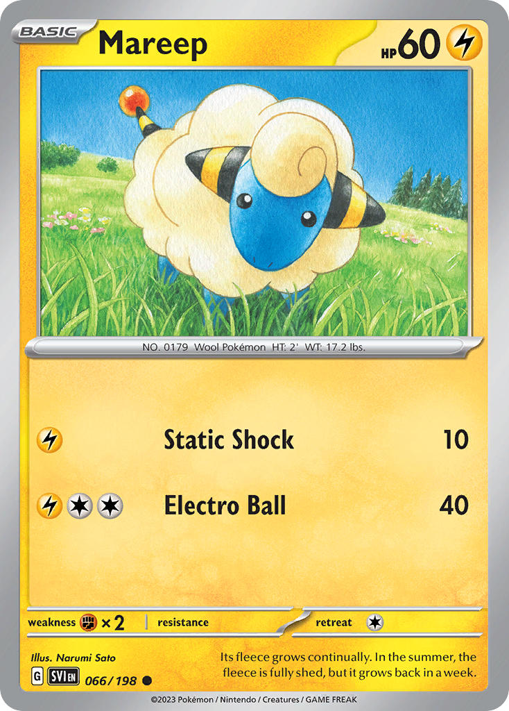 Mareep Reverse Holo – 066/198 Scarlet & Violet Pokemon Trading Card