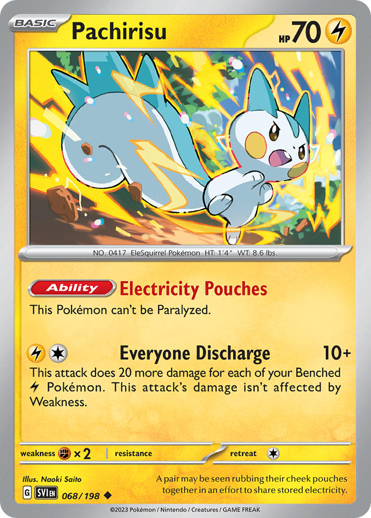 Pachirisu Reverse Holo – 068/198 Scarlet & Violet Pokemon Trading Card