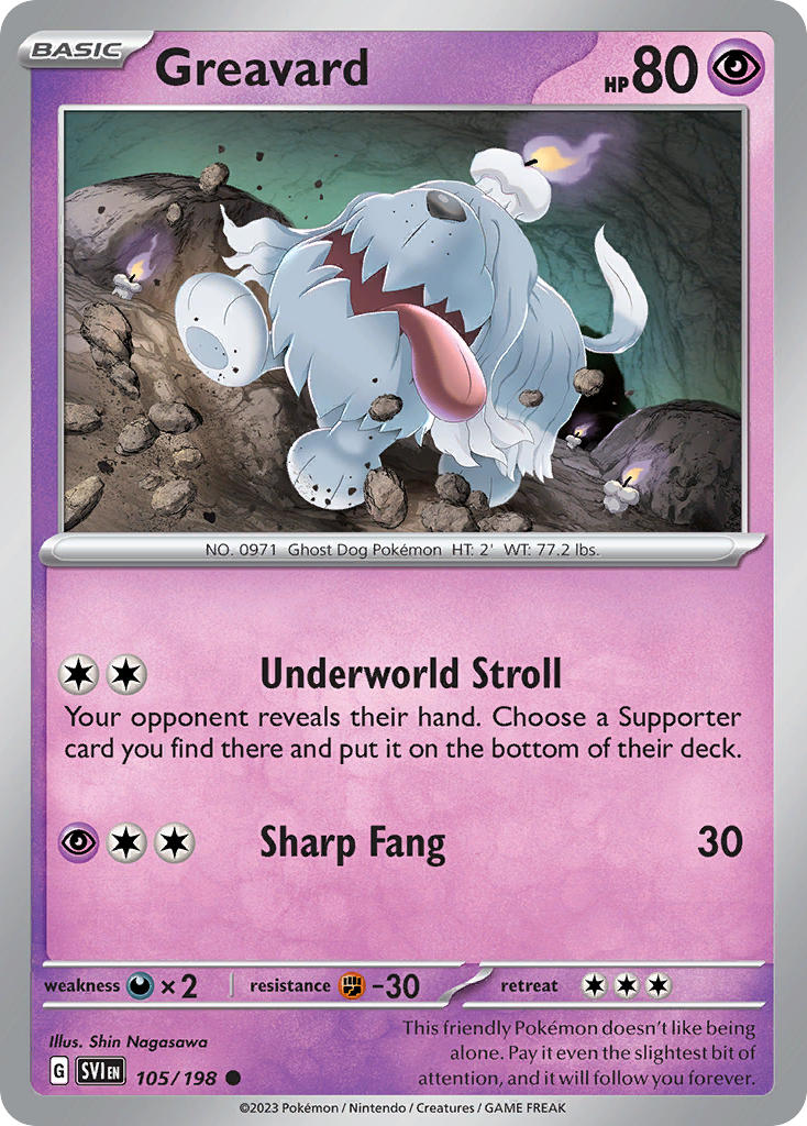 Greavard – 105/198 Scarlet & Violet Pokemon Trading Card