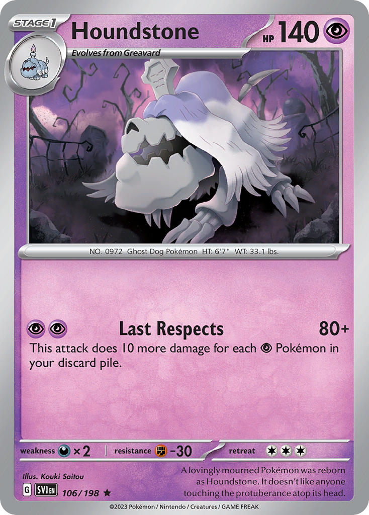 Houndstone – 106/198 Scarlet & Violet Pokemon Trading Card