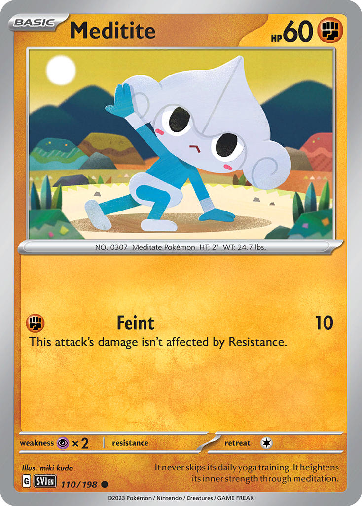 Meditite Reverse Holo – 110/198 Scarlet & Violet Pokemon Trading Card