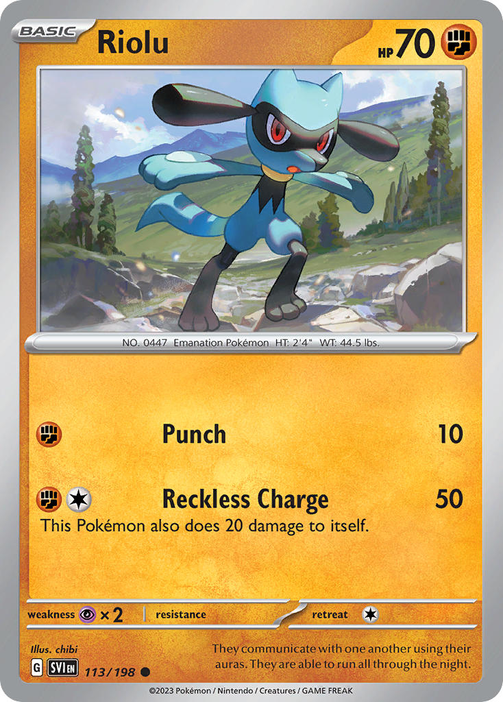 Riolu – 113/198 Scarlet & Violet Pokemon Trading Card