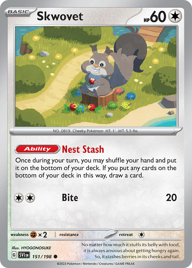 Skwovet Reverse Holo – 151/198 Scarlet & Violet Pokemon Trading Card