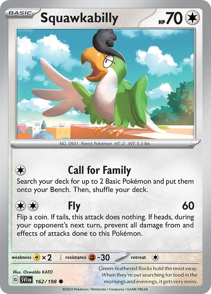 Squawkabilly Reverse Holo – 162/198 Scarlet & Violet Pokemon Trading Card