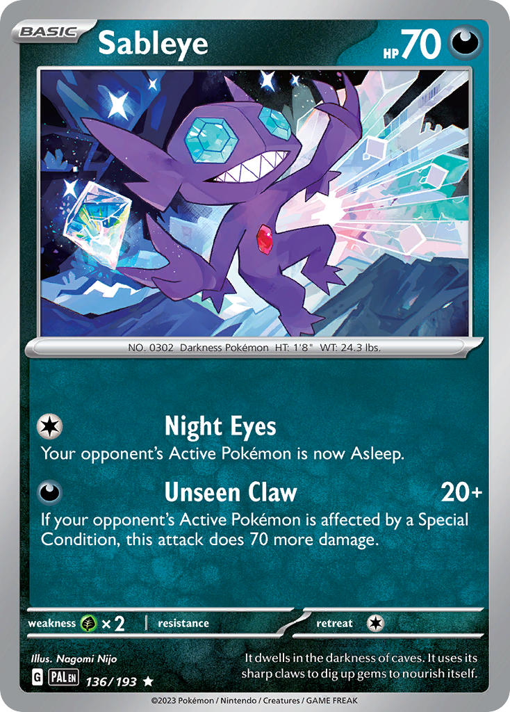 Sableye - tripple whammy tin promo – 136/193 Paldea Evolved Pokemon Trading Card