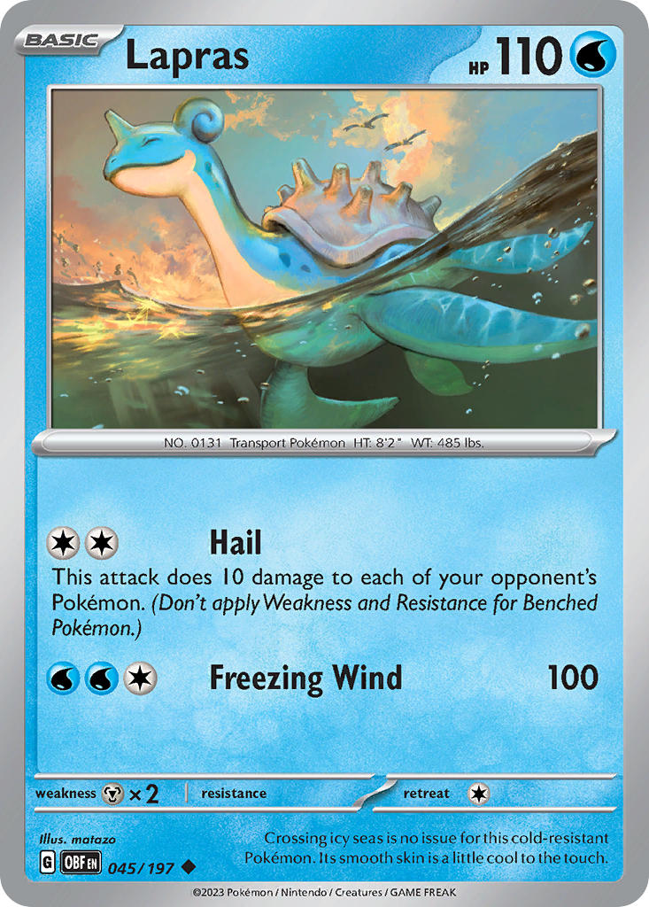 Lapras Reverse Holo - Obsidian Flames Pokemon Trading Card