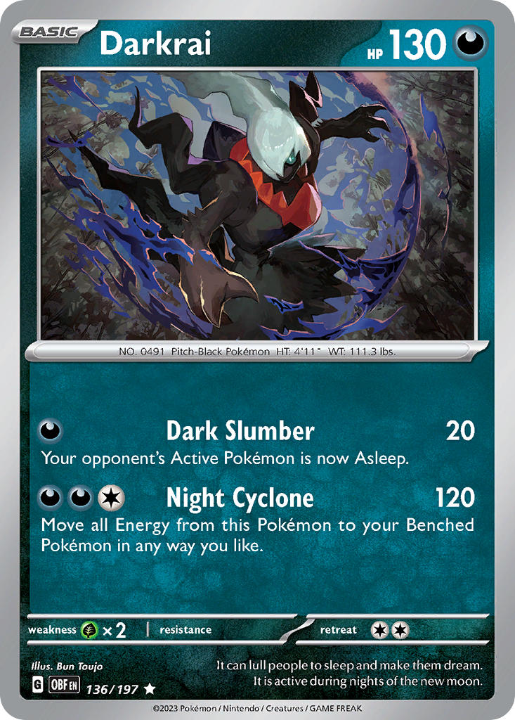 Darkrai - tripple whammy tin promo – 136/197 Obsidian Flames Pokemon Trading Card