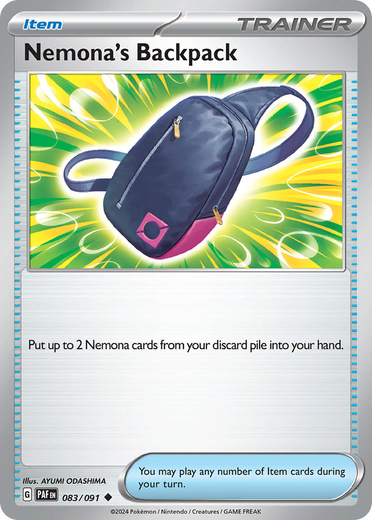 Nemona’s Backpack – 083/091 Paldean Fates Pokemon Trading Card