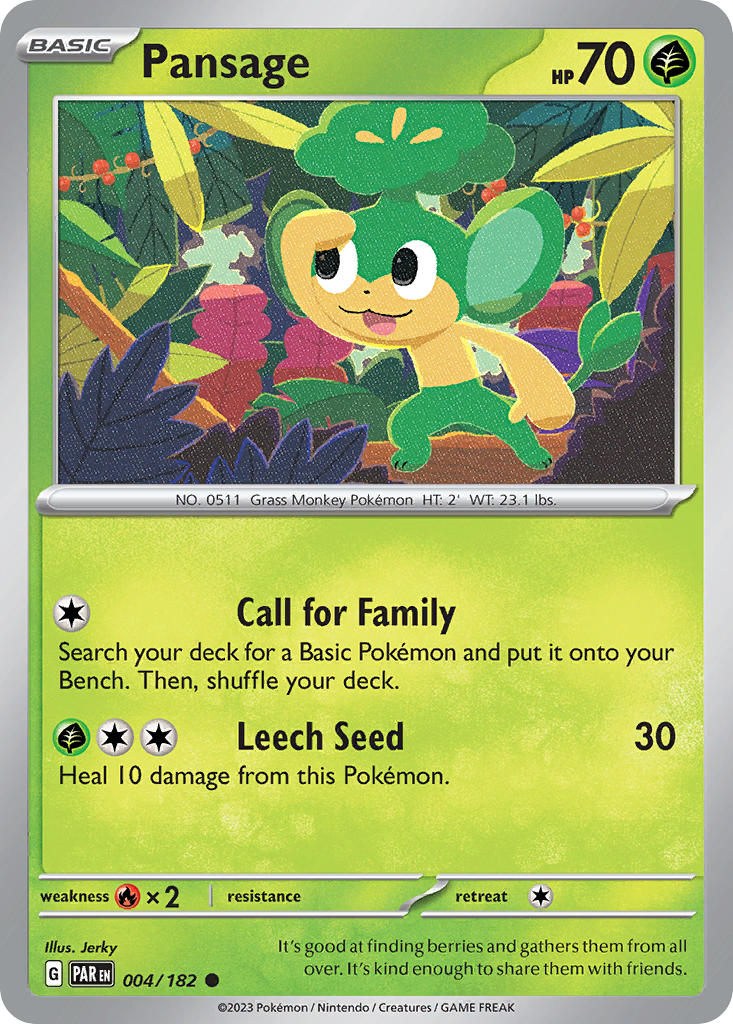 Pansage - Paradox Rift Pokemon Trading Card