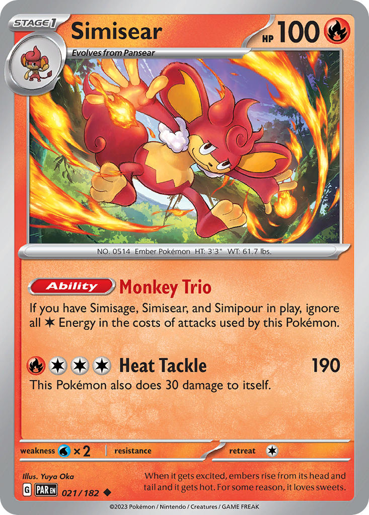 Simisear – 021/182 Paradox Rift Pokemon Trading Card