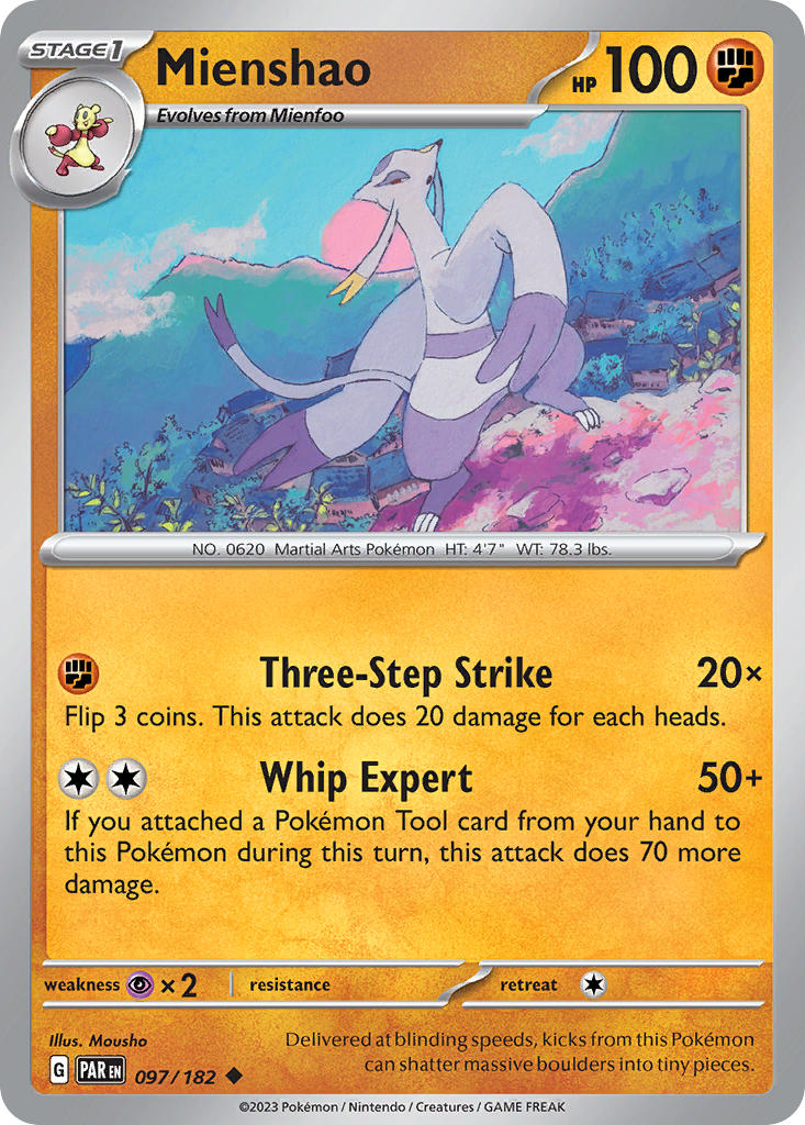 Mienshao Reverse Holo – 097/182 Paradox Rift Pokemon Trading Card
