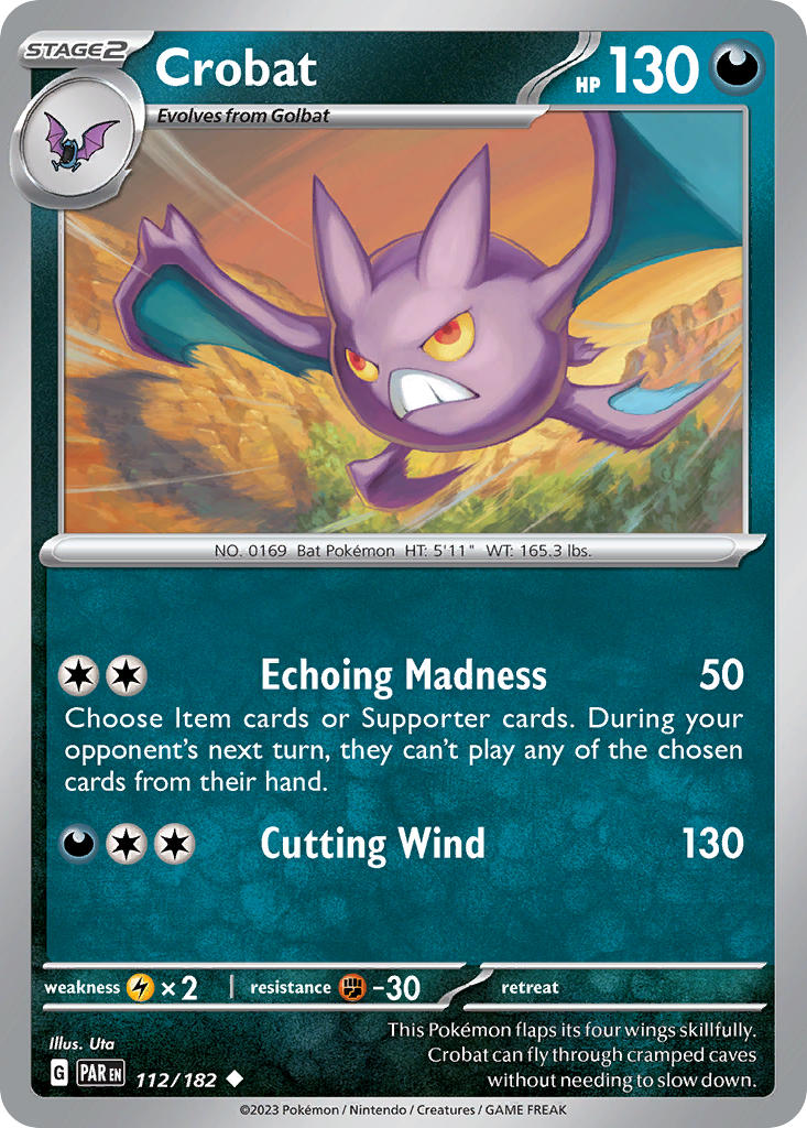 Crobat Reverse Holo – 112/182 Paradox Rift Pokemon Trading Card