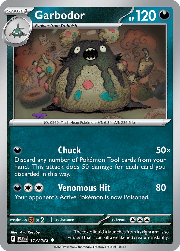 Garbodor Reverse Holo – 117/182 Paradox Rift Pokemon Trading Card