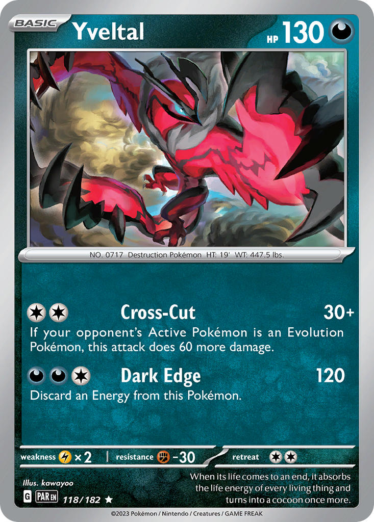 Yveltal – 118/182 Paradox Rift Pokemon Trading Card