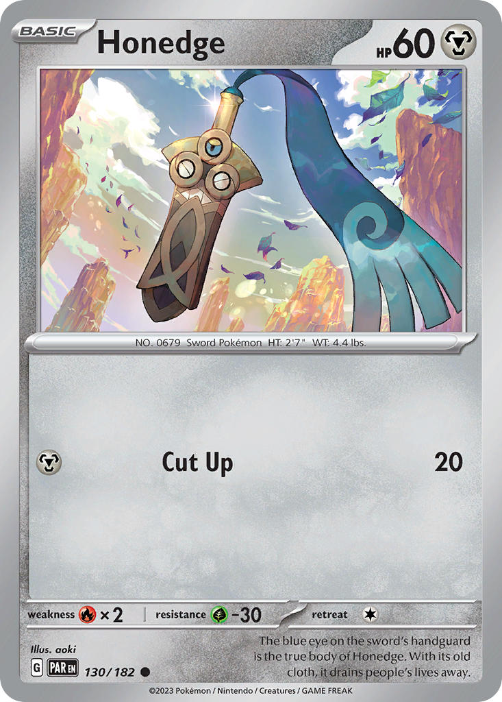 Honedge Reverse Holo – 130/182 Paradox Rift Pokemon Trading Card