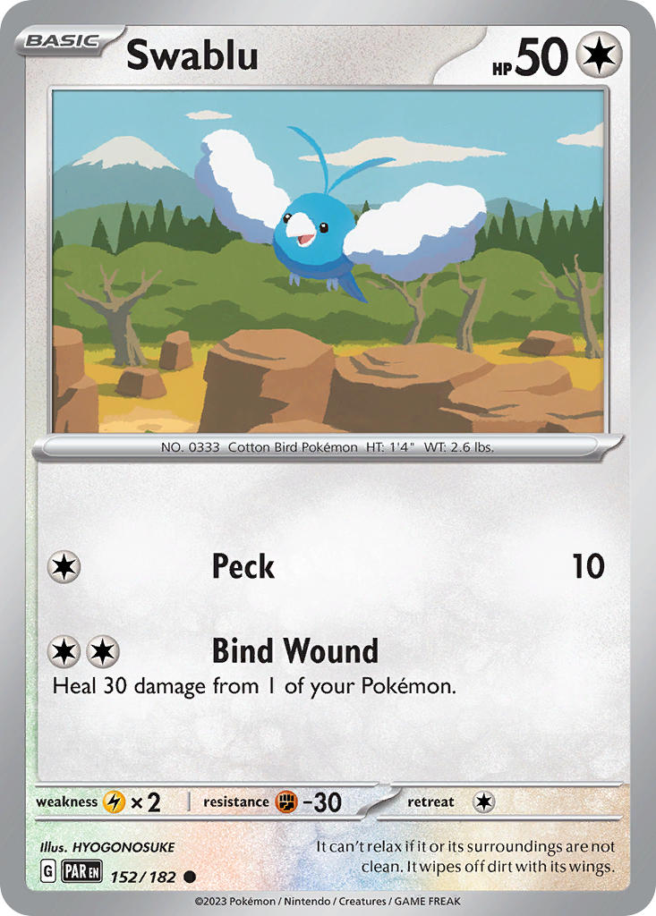 Swablu – 152/182 Paradox Rift Pokemon Trading Card