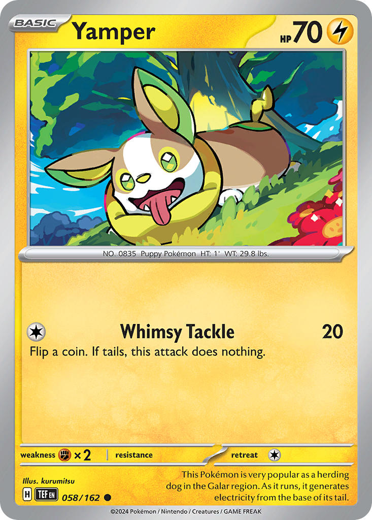 Yamper – 058/162 Temporal Forces Pokemon Trading Card
