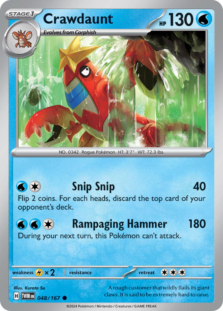 Crawdaunt – 048/167 Twilight Masquerade Pokemon Trading Card