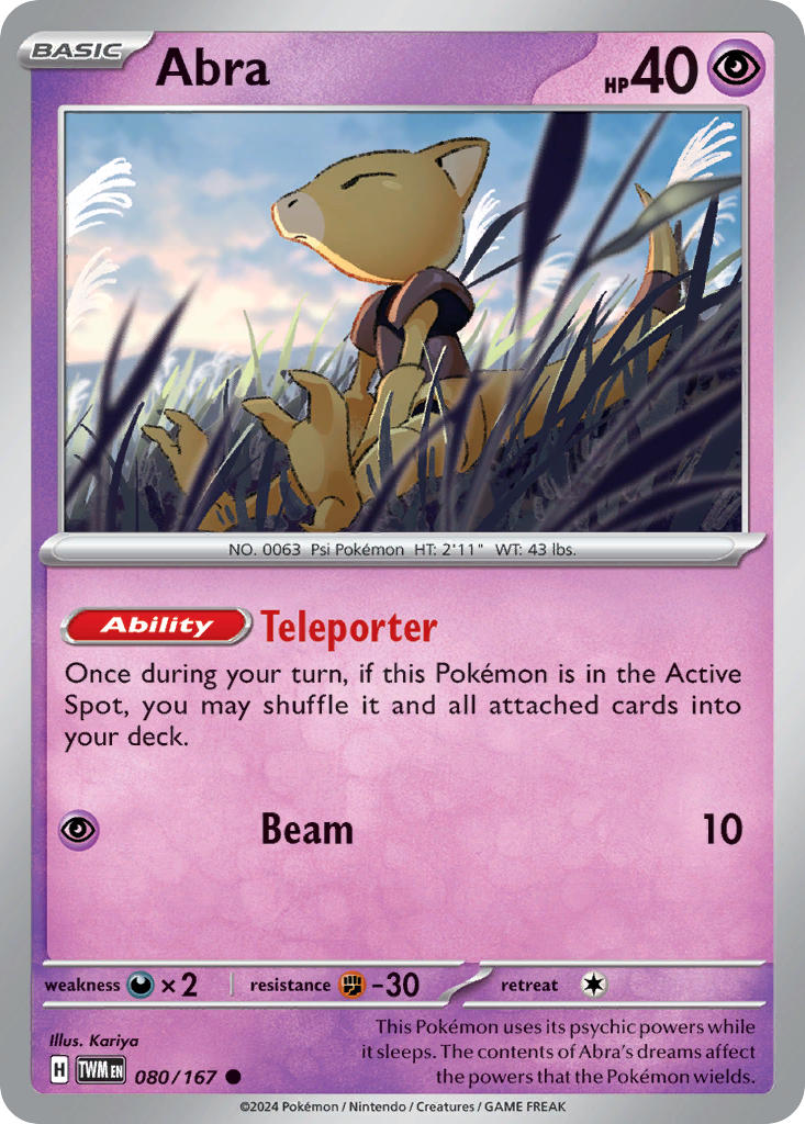 Abra – 080/167 Twilight Masquerade Pokemon Trading Card