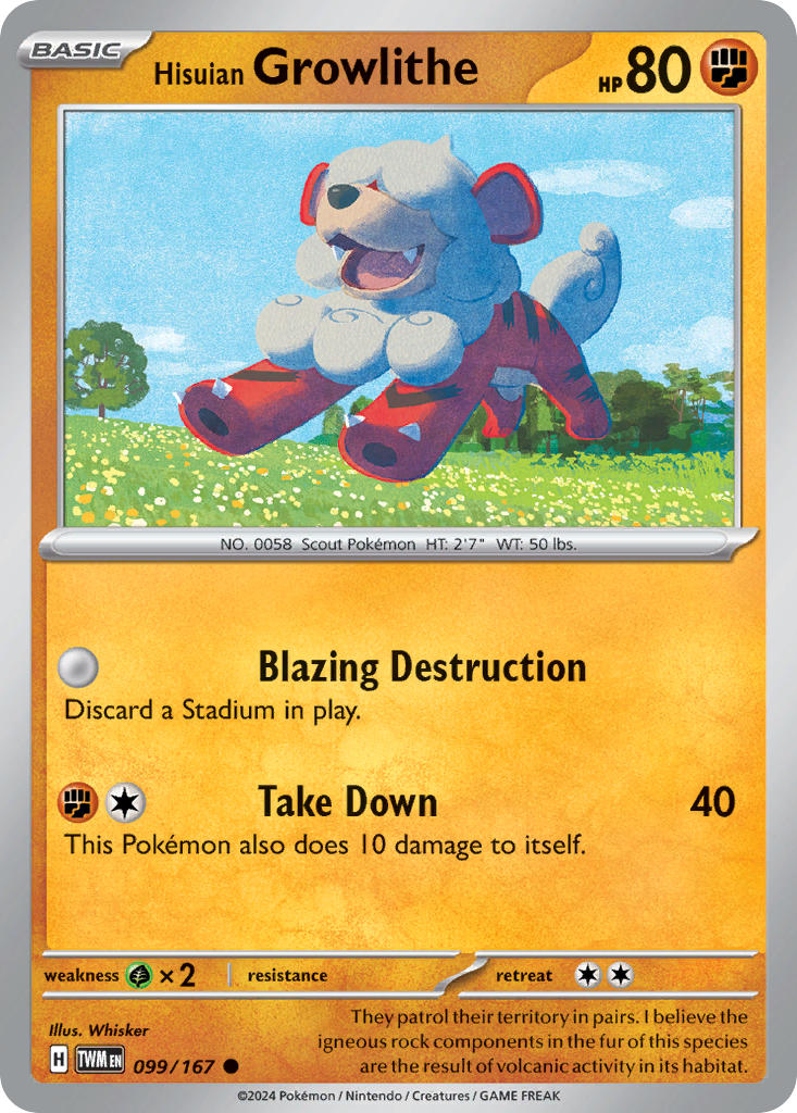 Hisuian Growlithe - Twilight Masquerade Pokemon Trading Card
