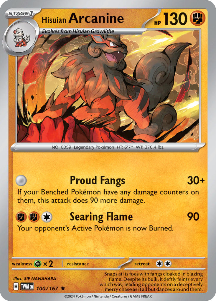 Hisuian Arcanine - Twilight Masquerade Pokemon Trading Card