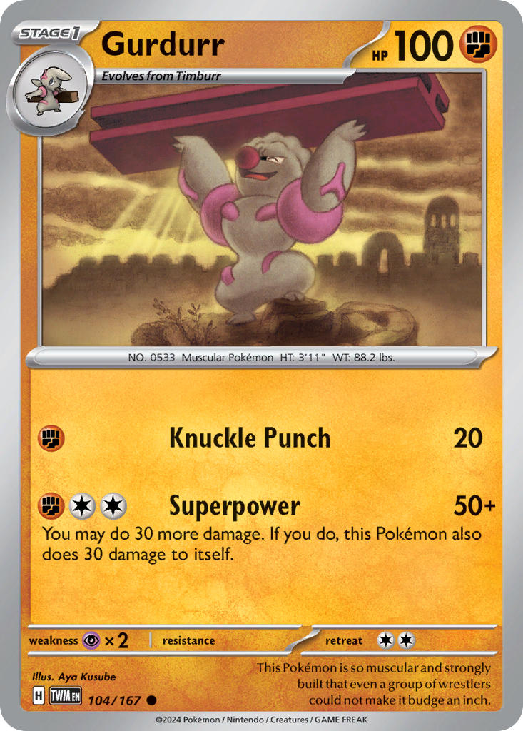 Gurdurr - Twilight Masquerade Pokemon Trading Card