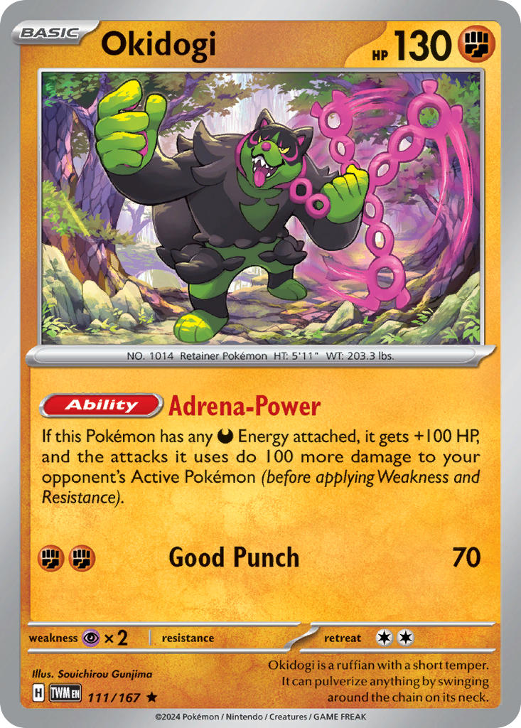 Okidogi - Twilight Masquerade Pokemon Trading Card