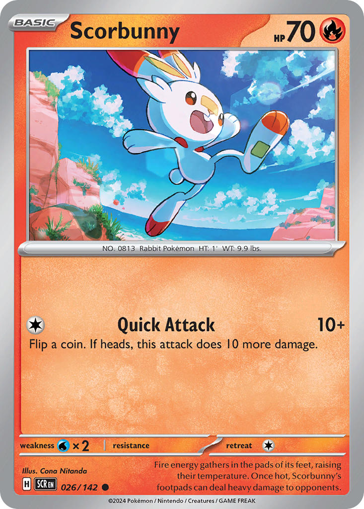 Scorbunny Reverse Holo – 026/142 Stellar Crown Pokemon Trading Card