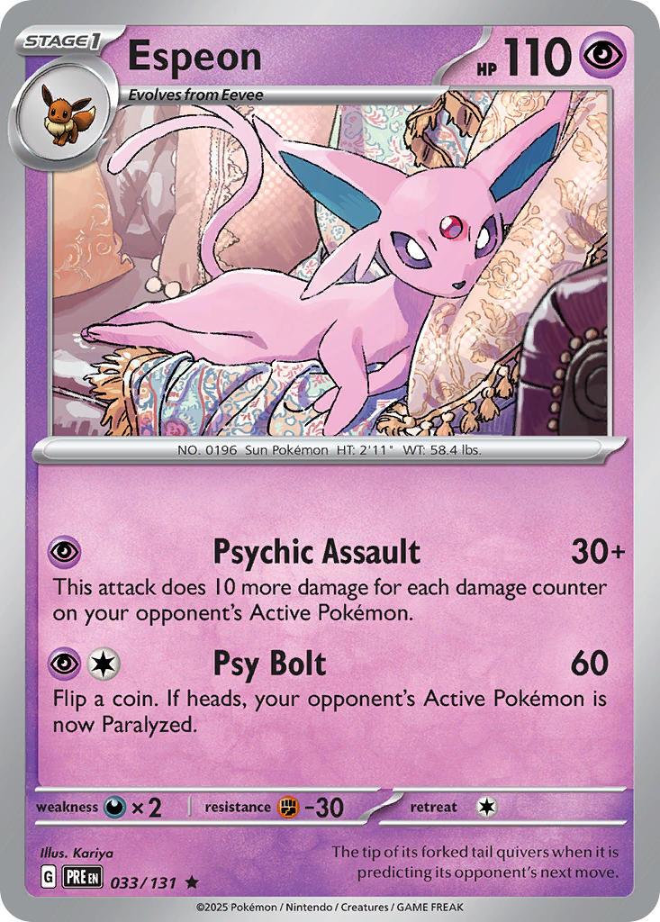 Espeon - Prismatic Evolutions Pokemon Trading Card