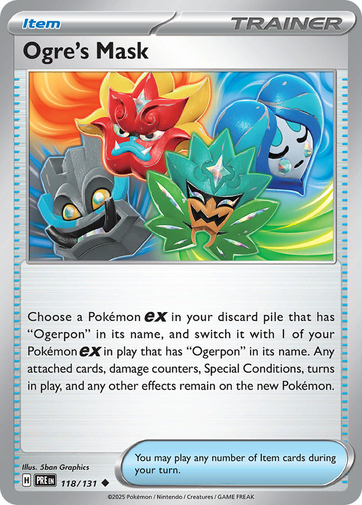 Ogre’s Mask Reverse Holo – 118/131 Prismatic Evolutions Pokemon Trading Card