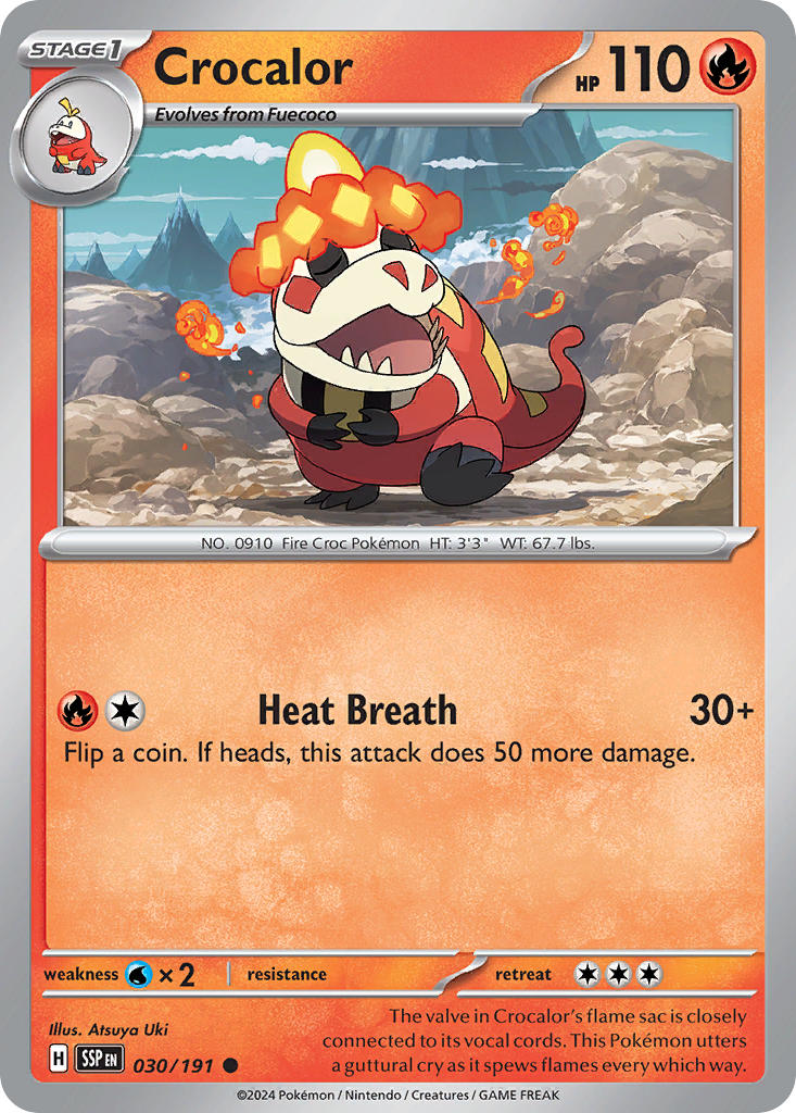 Crocalor Reverse Holo – 030/191 Surging Sparks Pokemon Trading Card