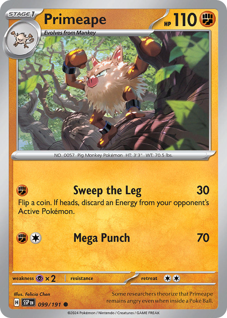Primeape Reverse Holo - Surging Sparks Pokemon Trading Card