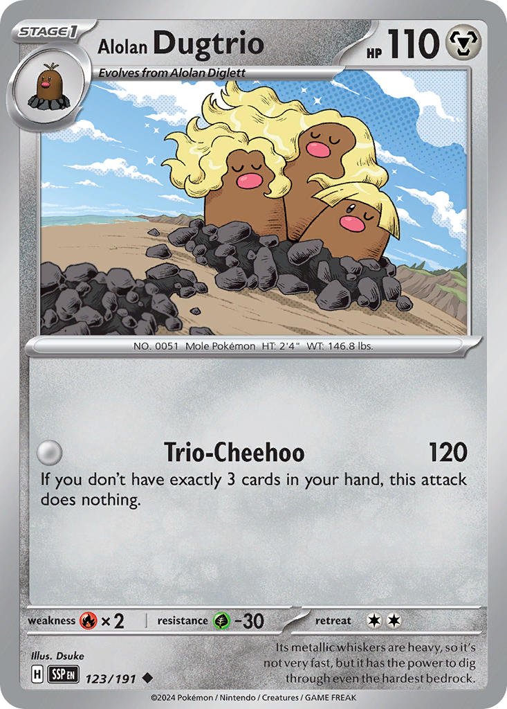 Alolan Dugtrio - Surging Sparks Pokemon Trading Card