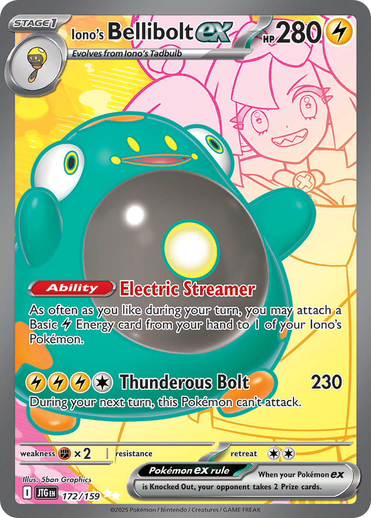 Iono’s Bellibolt ex – 172/159 Journey Together Pokemon Trading Card