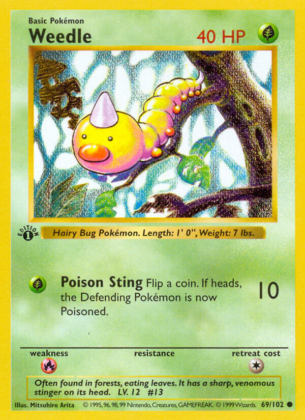 Weedle – 69/102 Base Set Unlimited Pokemon Trading Card