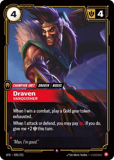 Draven - Vanquisher - Spiritforged Riftbound Trading Card