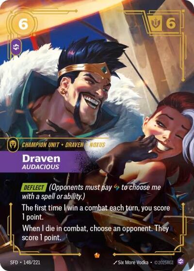 Draven - Audacious – 148/221 Spiritforged Riftbound Trading Card