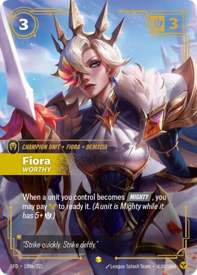 Fiora - Worthy (Alternate Art) – 180a/221 Spiritforged Riftbound Trading Card