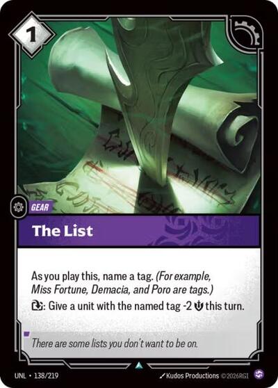 The List – 138/219 Unleashed Riftbound Trading Card