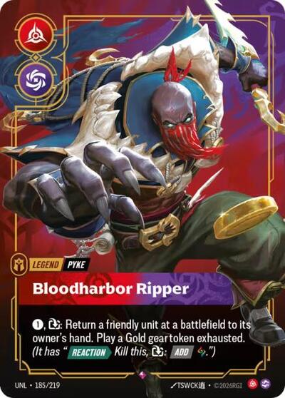 Pyke - Bloodharbor Ripper – 185/219 Unleashed Riftbound Trading Card