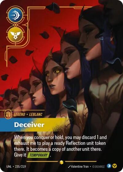 LeBlanc - Deceiver (Overnumbered) - Unleashed Riftbound Trading Card