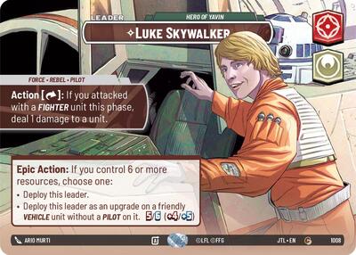 Luke Skywalker - Hero of Yavin (Showcase) - Jump to Lightspeed Star Wars Unlimited Trading Card