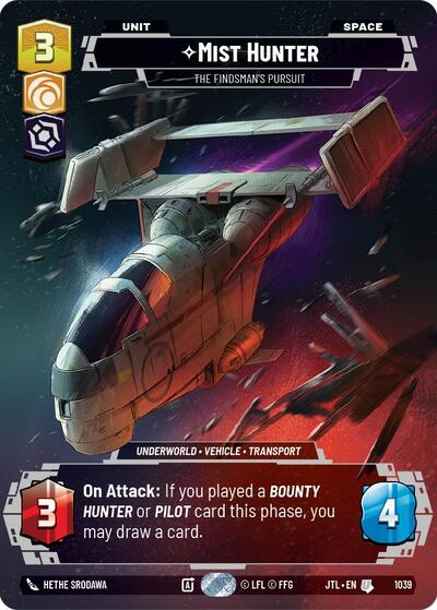 Mist Hunter - The Findsman's Pursuit (Prestige) - Jump to Lightspeed Star Wars Unlimited Trading Card